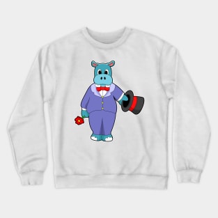 Hippo as Groom with Suit & Rose Crewneck Sweatshirt